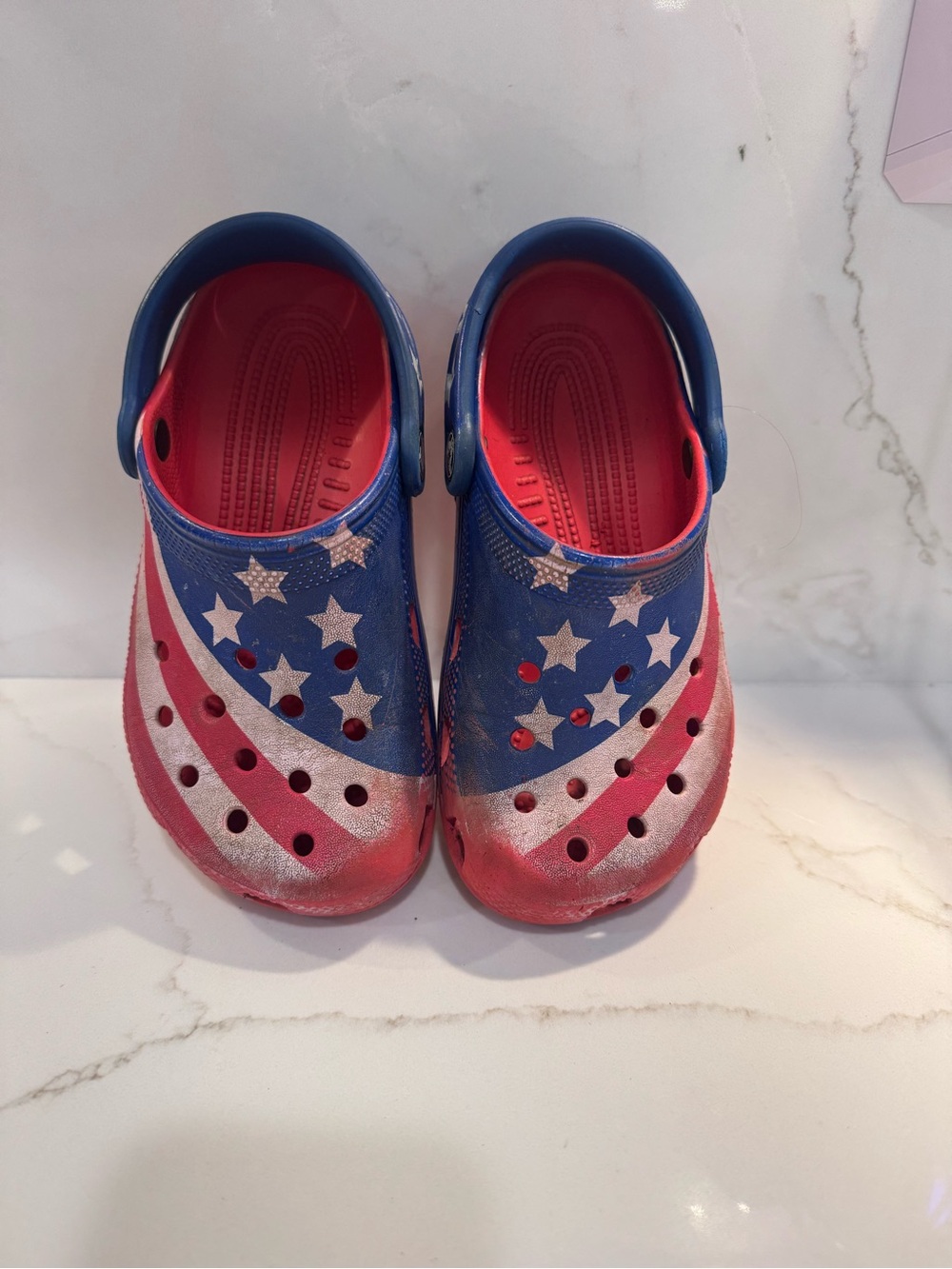 Kids Patriotic Star Croc Sandals - Red & Blue